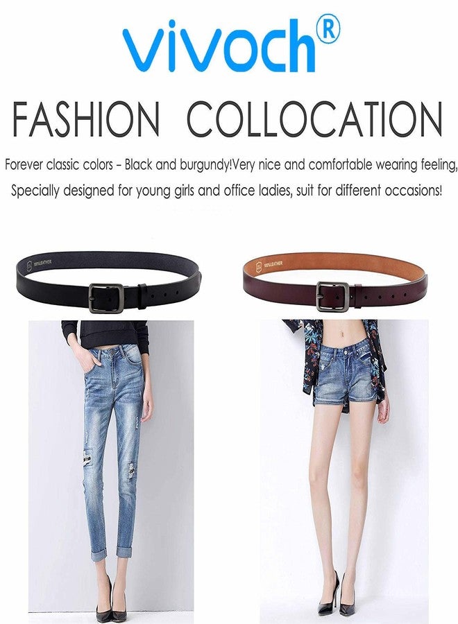 VIVOCH, 2-Pack Women's Genuine Cowhide Leather Belt, Vintage Casual Belts for Jeans, Skirt, Shorts Pants, Summer Dress for Women with Alloy Pin Buckle, 110CM - Image 3
